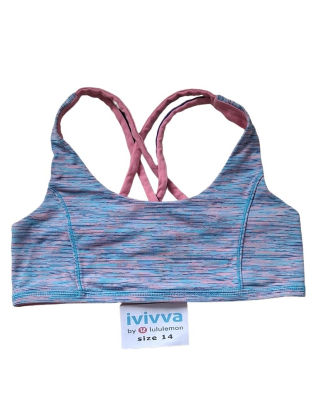 Ivivva Girl by Lululemon 🍋Vitality Bra reversible stripes blue coral size 14
